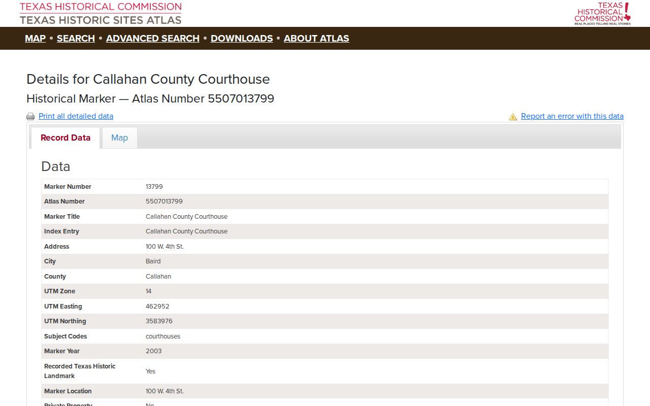 Historic Callahan County courthouse and court docket home